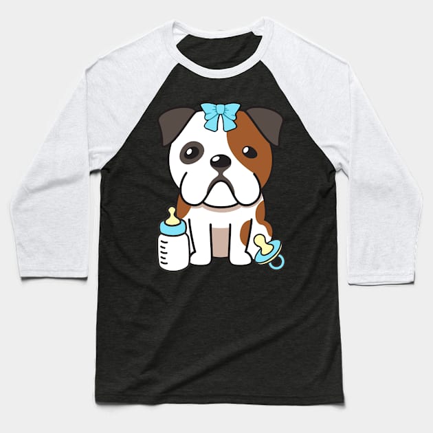 Cute bulldog is a baby Baseball T-Shirt by Pet Station